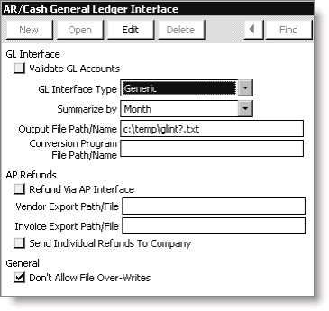 From AR/Cash, select Set up module, and click G/L Interface.