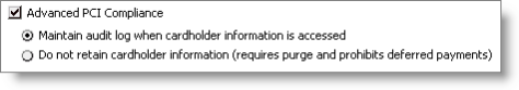 In Desktop, open AR/Cash > System Setup, click Edit. Under General, check Advanced PCI Compliance.