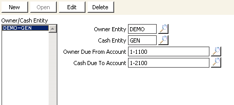 Desktop: AR/Cash > Set up tables> DueTo/DueFrom