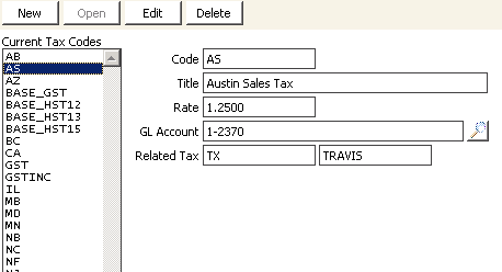 Desktop: AR/Cash > Set up tables > Tax codes.