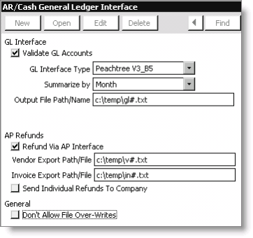 From AR/Cash, select Set up module, and click G/L Interface.