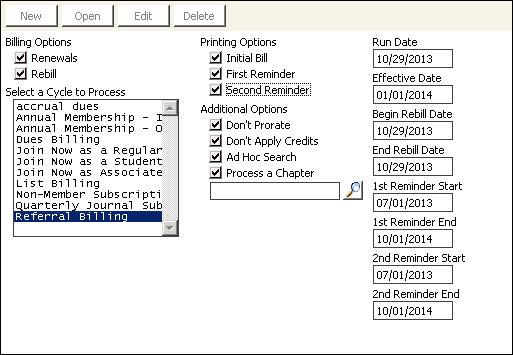 Desktop: Billing > Process billing.