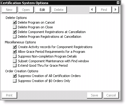 From Certification, select Set up module, and click Options