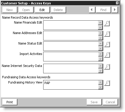 Customers > Set up module > General, and then click Access Keys