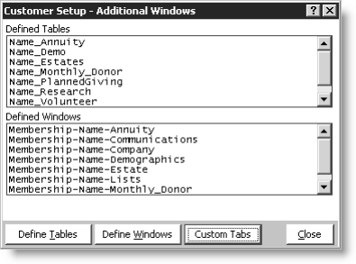 Customers > Set up module > General, and click Additional Windows