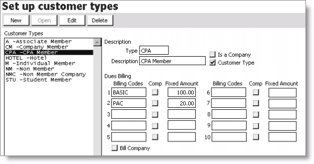 From Customers, select Set up module > Customer types