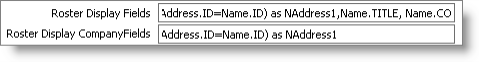 Configure the fields displayed for member and company roster listings in the Customer Setup - Advanced window.