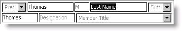 Fields in the Name area (Manage customers window)