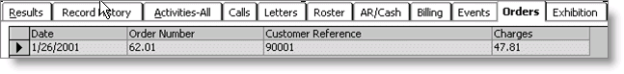 Manage customers window - Orders tab