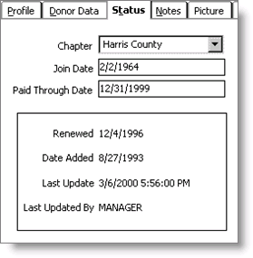 From Customers, select Manage customers, find customer record, and select Status tab