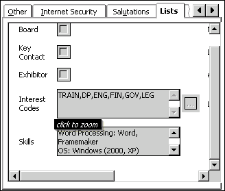 Example of a read-only text field showing the click to zoom message that is displayed when the cursor is over the field