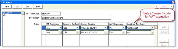 Select Events > Set up module, VAT Rules