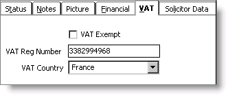 Manage customers window - VAT tab