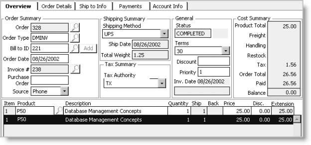 Example of the invoiced debit memo order for Invoice # 238