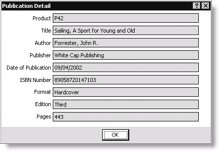 From Orders, select Enter and edit orders, enter or edit an order, double-click a product line-item, and click Publication