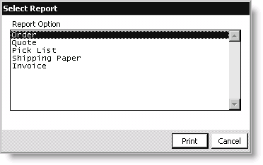 From Orders, select Enter and edit orders, open or enter an order, and click Print