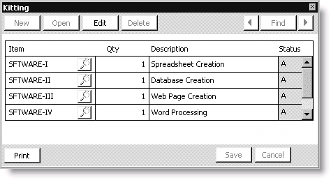 From Orders, select Manage inventory > Manage products, select a product kit, and click Kit