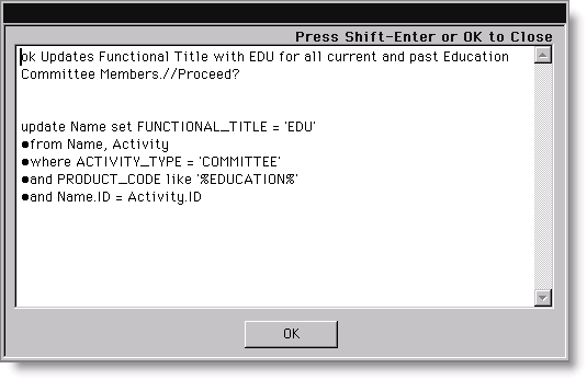Example: Substitute the script in the Parameters box.