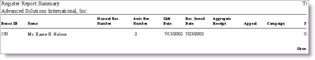 Desktop: Fundraising > Generate reports > Register Report 