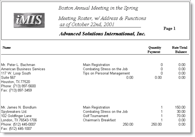 Desktop: Events > Generate reports > Rosters  