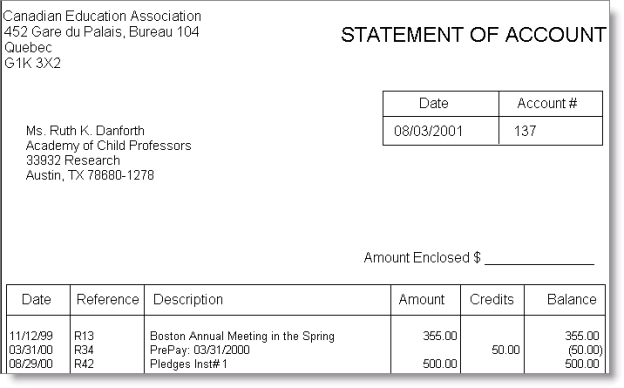 Desktop:  AR/Cash > Generate reports > Account Status > A/R Statements (Crystal)