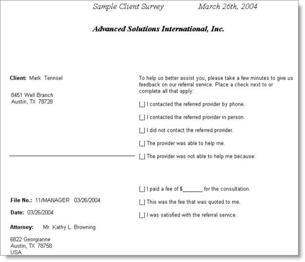 Client Survey report