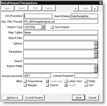 Example of a keyword assigned to a report