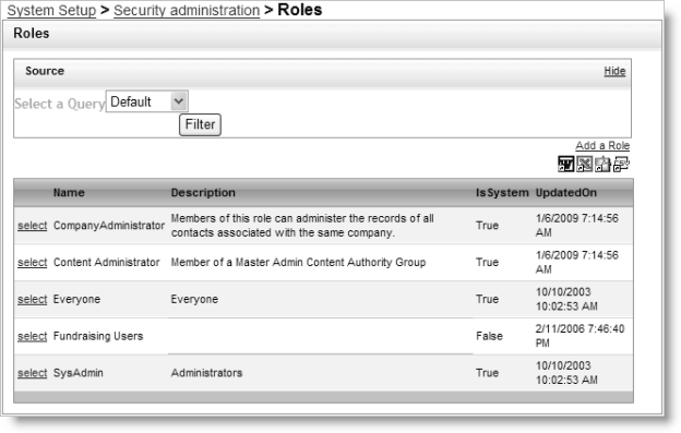 From System Setup, select Security administration >  Roles