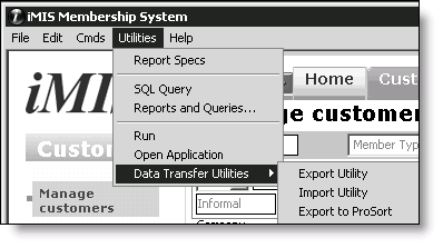 The Utilities menu is only available from the administrative views.