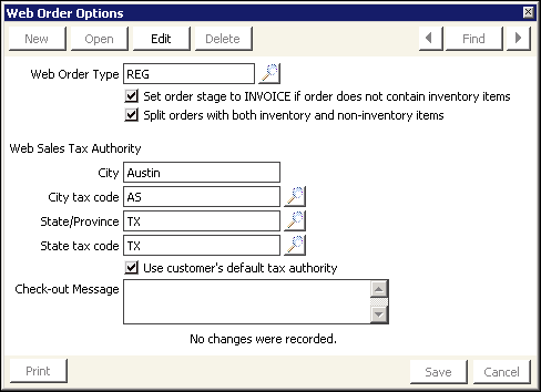 In the Advanced Accounting Console, go to Settings > Commerce > Configure commerce options, and click Web