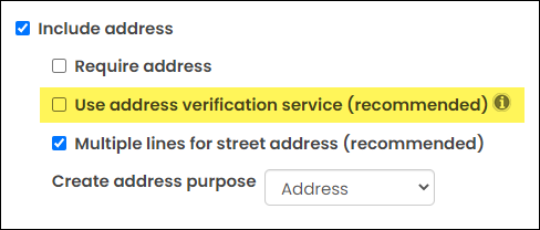 Contact Account Creator address options