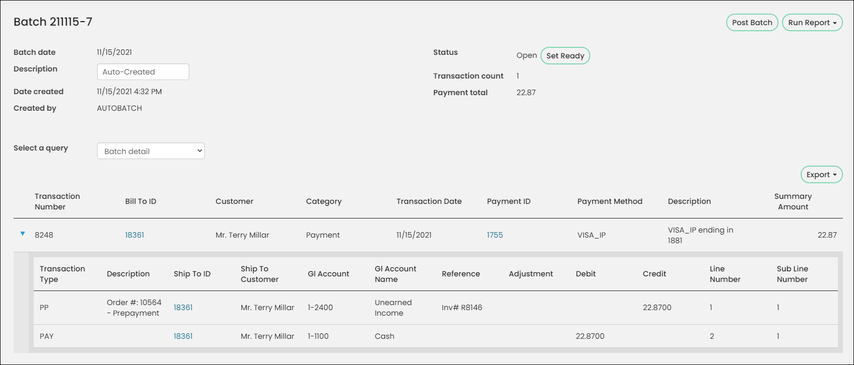 An example of a prepayment for an inventory item
