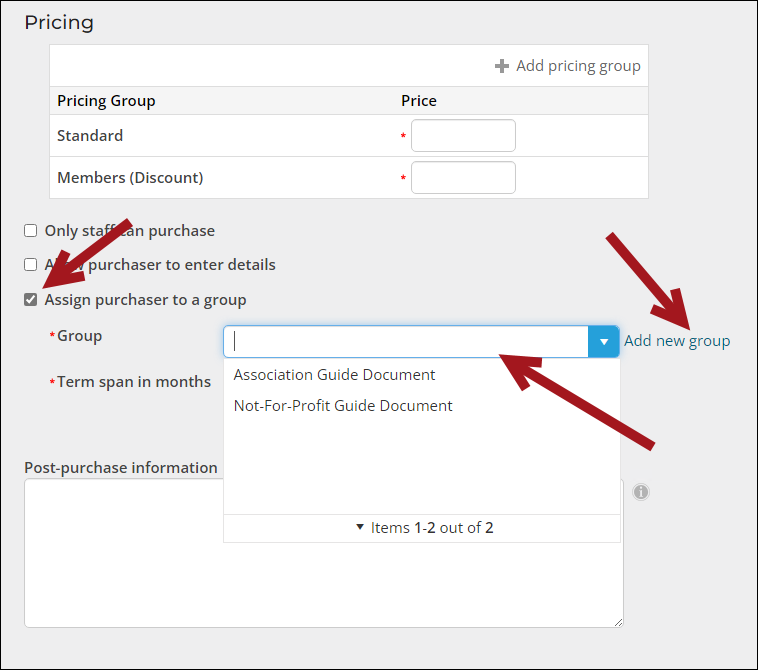 Multiple groups can be created but only one group assigned to the product