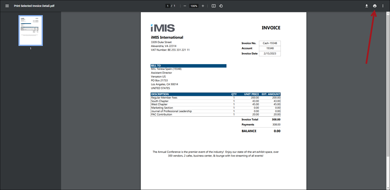 Invoice opened locally