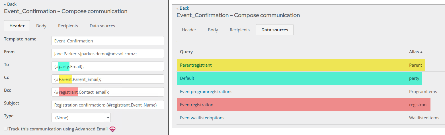 The header tab content is pulled from the data sources tab queries. Review the queries to make sure appropriate information is selected.