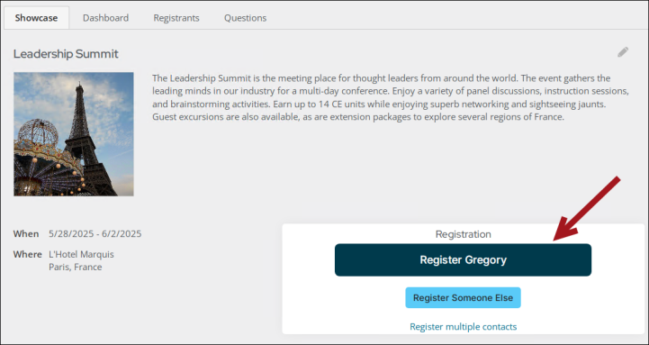 Registering a contact