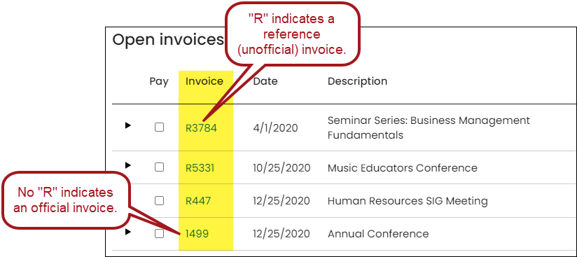 The R indicates a reference invoice which is unofficial. An official invoice will not start with the letter R.