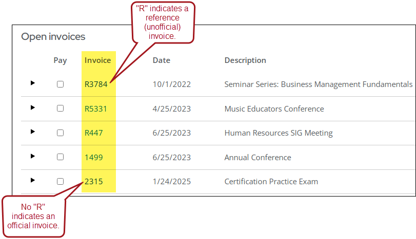 The R indicates a reference invoice which is unofficial. An official invoice will not start with the letter R.