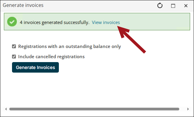 Click view invoices to review any invoices you just generated.