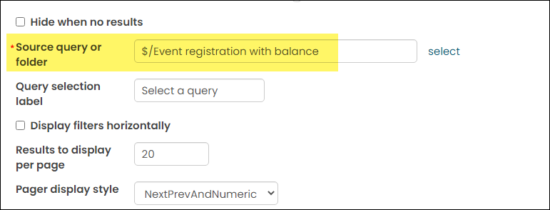 Select the query you just created in the Source query or folder field, then click OK.