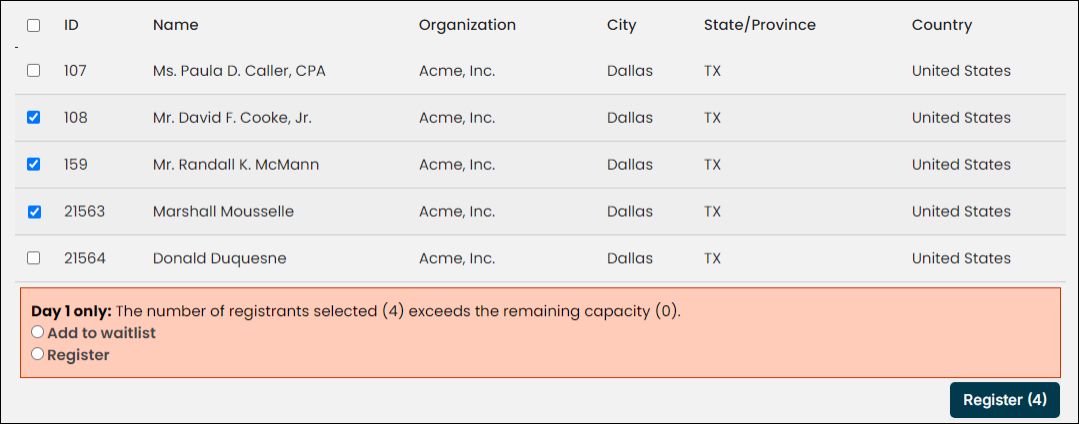 Multiple contacts can be added to a wait list.