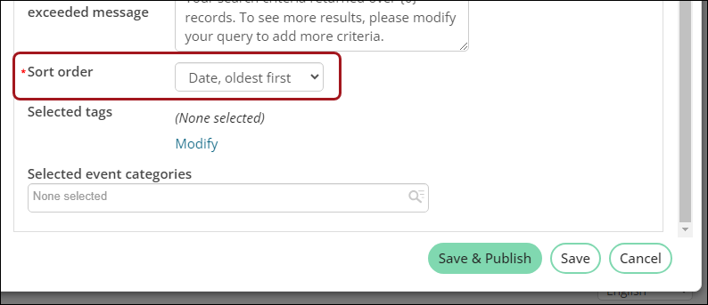 A callout showing the sort order field.