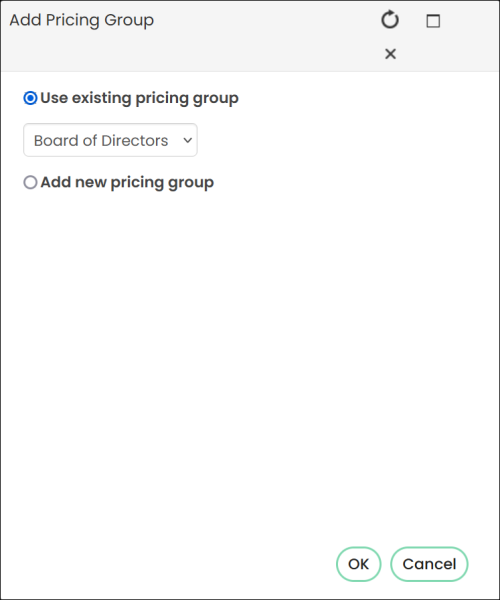Choose an existing pricing group 