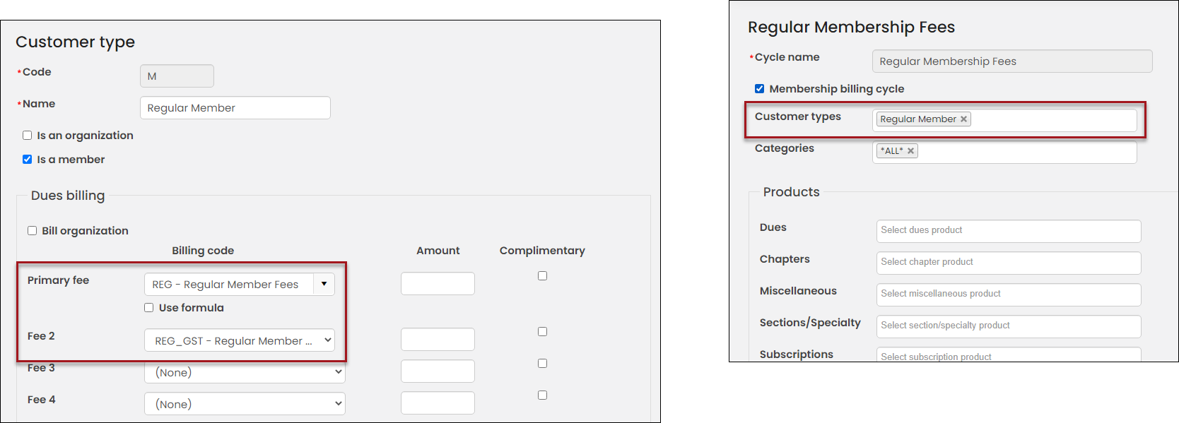 Adding the GST billing product to the customer type