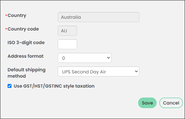 Setting the default country to use GST