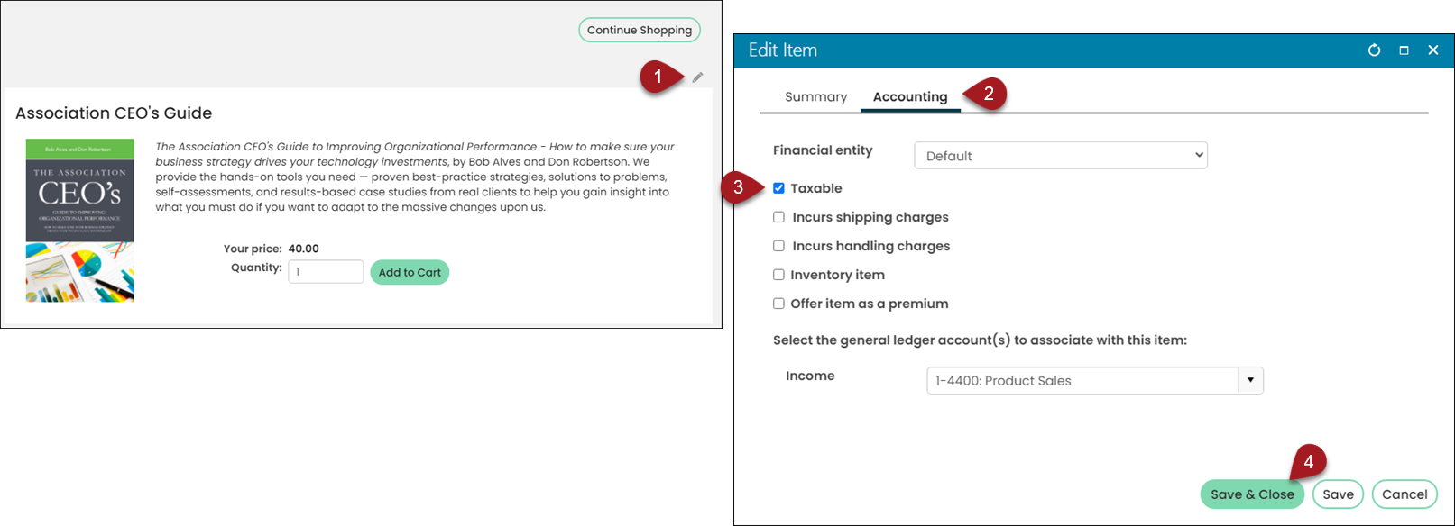 Configuring a product to be taxable