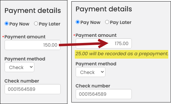Overriding the payment amount