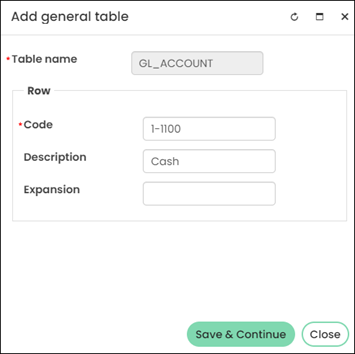 Adding a general table