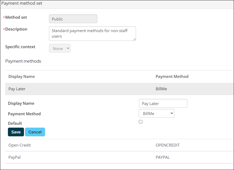 Adding a payment method to a payment method set