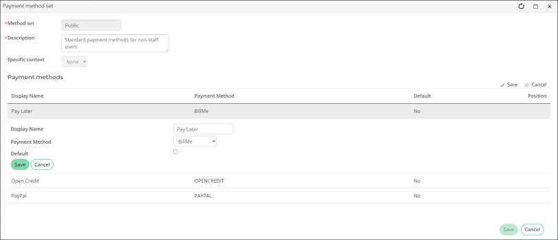 Adding a payment method to a payment method set
